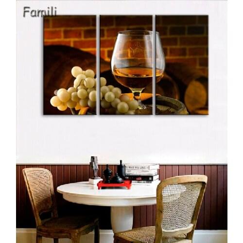 3pcs Picture canvas painting wall Wine With Cigar Canvas Prints Modern Painting Wall Art Paintings for Room and Kitchen Decorati