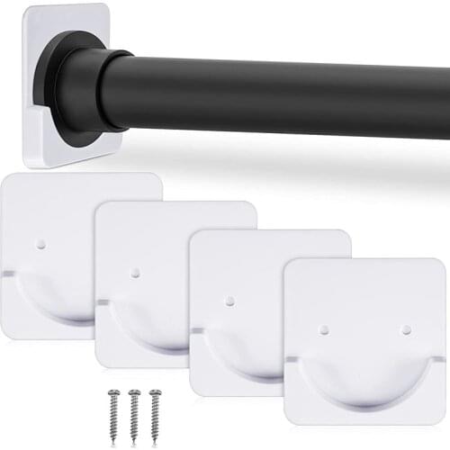 4 Pieces Adhesive Shower Curtain Rod Holder Shower Rod Retainer Wall Mount Holder, Shower Curtain Rod Not Included