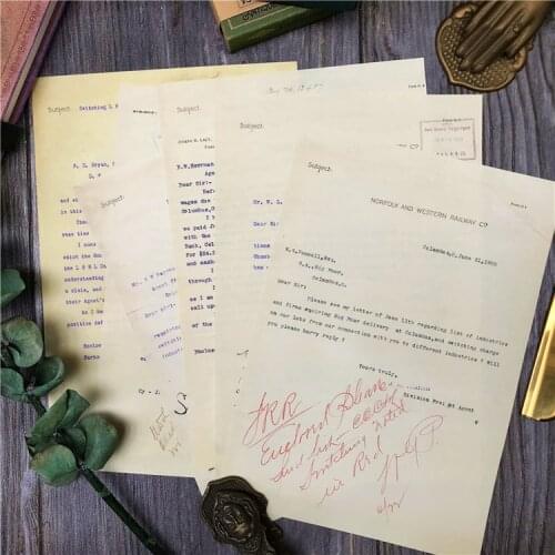 6sheets Vintage Yellowed Letter Material Paper Junk Journal Decoration DIY Scrapbooking Old Book Page Craft Paper