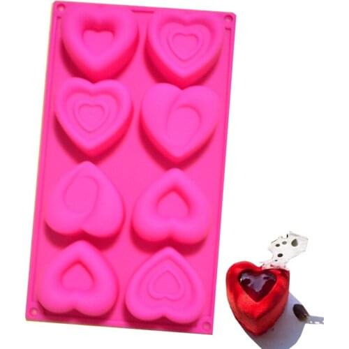 8 Cavity Love Heart Shapes Cake Silicone Molds Chocolate Mold Jelly Pudding Ice DessertMould DIY Cake Decorating Tools