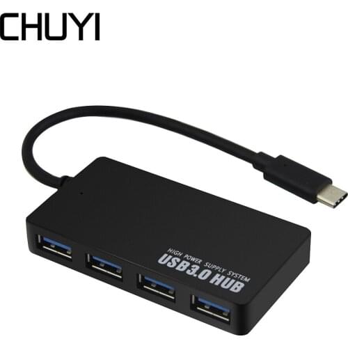 CHUYI USB3.1 Type C To 4 Ports USB3.0 HUB With OTG Function EU/AU/US/UK Plug Power Adapter For Macbook Xiaomi Laptop Accessories