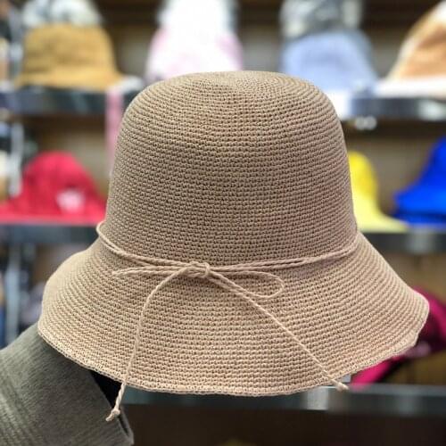 Big-Edge Raffia Handmade Crochet Straw Hat Summer Sun Shade Sun Hat Fisherman Hat Holiday Beach Bob Panama Hat