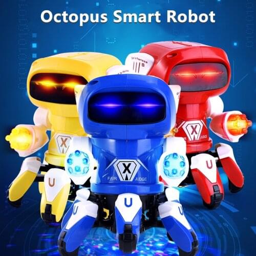 Electric Octopus Robot Turnable Waist Swinging Arms Dancing Music Light Cartoon Octopus Walking Drop Resistance Toy For Children
