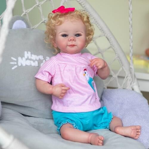 NPK 48CM Bebeb Reborn newborn Popular Julieta Cute Girl Doll with Rooted Blonde hair Soft Cuddle Body High Quality Handmade Dol