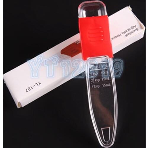 200pcs Plastic Adjustable Measuring Spoon Kitchen Transparent Red Baking Cooking Tools Measuring Scoop