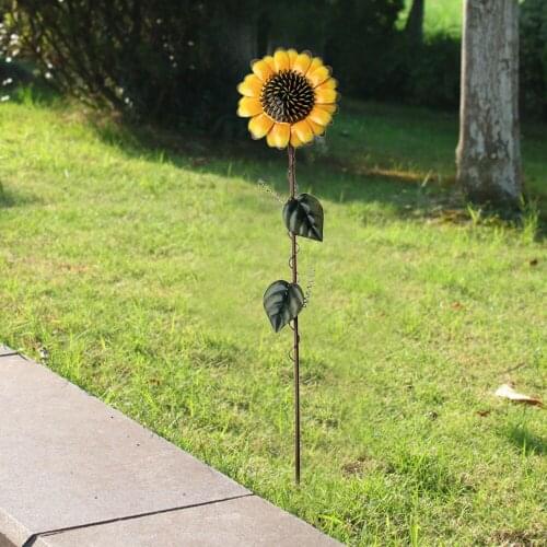 Metal Sunflower Garden Stakes Spring Outdoor Ornament Plant Artificial Sunflower Stake Lawn Yard Christmas Decor Home Decoration