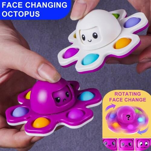 Cute Octopus Push Bubble Fidget Toy Spinner Face-Changing Toys Anti-Anxiety Keyboard Stress Relief Sensory Toy For Kids Adult L