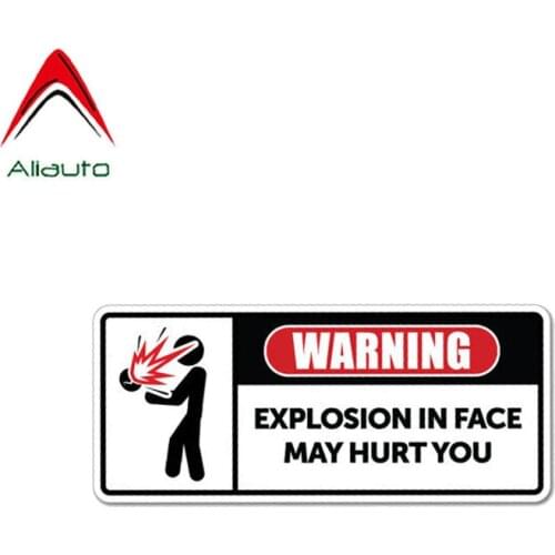 Aliauto Warning Car Sticker Danger Explosion In Face May Hurt You Decal Accessories PVC for Harman Kardon Honda Crv BMW,13cm*5cm