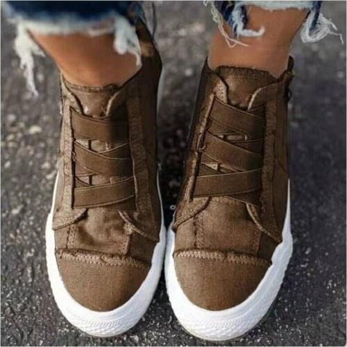 New Fashion Ladies Zipper All-match Comfortable Canvas Casual Shoes