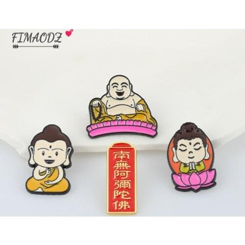 FIMAODZ Chinese Style Creative Cartoon Maitreya Buddha Brooch Pin Coat Accessories Bless Health And Longevity Holiday Gift