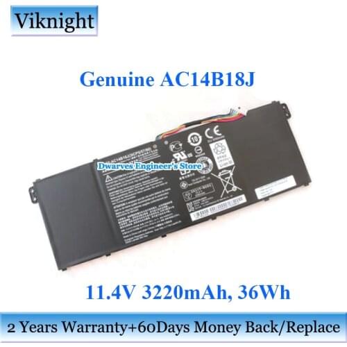 Genuine 11.4V AC14B18J Battery For Acer Aspire 3 ES1 ES 15 MS2394 AC14B13J AC14B18K AC14B3K AC14B8K AP14B8K Laptop Battery