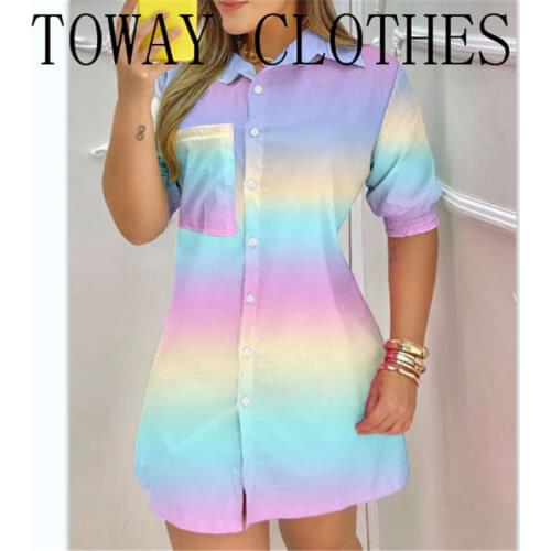 Colorblock Pocket Design Buttoned Shirt Dress Turn Down Collar Short Sleeve Slim Mini Dress Bodycon Dresses Vestidos
