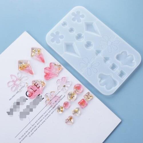 DIY Resin Crystal Epoxy Mould leaf flower earring Pendant Bag Decoration Resin Silicone Mould