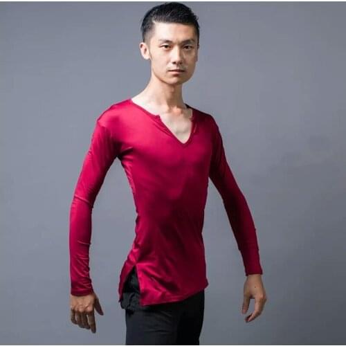 White Red black blue mens latin shirt men latin dance shirts mens dance tops ballroom top men latin practice