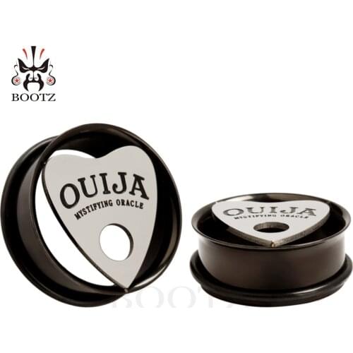 KUBOOZ 2PCS Screw Ear Tunnel Stretcher Fashion Stainless Steel Plugs Heart Logo Expander Earrings Piercing Body Jewelry Gift