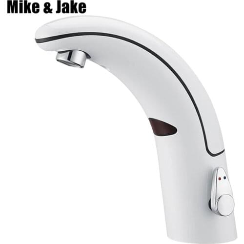 Bathroom white sensor faucet Auto single cold basin faucet touchless faucet water tap single cold sensor hot and cold mixer tap