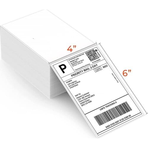 4" x 6" Direct Thermal Shipping Label (500 Fanfold Labels) - Rollo Compatible - Commercial Grade White, Waterproof oil-proof