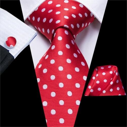 Hi-Tie Red Dot Tie Fashion Design Deer Elk Pattern Ties for Men 100% Silk High Quality Mens Male Tie Hanky Cufflinks Set