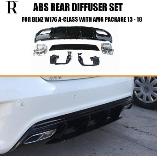 W176 ABS Rear Diffuser with Stainless Steel Exhaust for Benz W176 A-CLASS A180 A200 A260 A45 with AMG Package 13 - 18