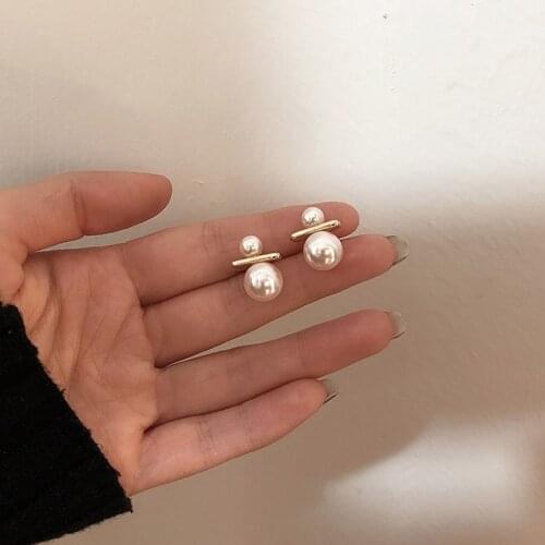 Yaologe Imitation Double Pearl Earrings Korea All-match Style Chic Stud Earrings For Women Gift Accessories Dignified Jewelry