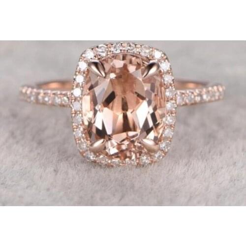 Size 6-10 Drop Shipping Top Selling Luxury Jewelry 925 Sterling Silver&Rose Gold Filled Cushion Shape AAA CZ Wedding Band Ring