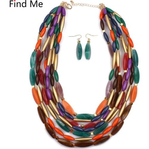 Find Me 2020 new brand Fashion big beads collar Choker Necklace Pendants Boho multilayer Maxi statement Necklace Women Jewelry