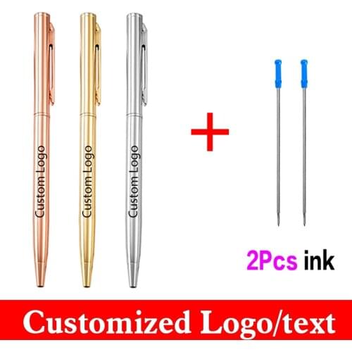 1+2 Pcs/set Brand New Metal Pen Get 2 Ink Custom Logo Advertising Ballpoint Pen Signature Pen School Office Supplies Wholesale