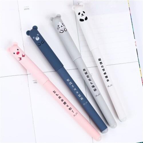 1 Pcs Panda Pink Mouse Panda Erasable Gel Pen 0.35mm Blue Black Ink School Office Supply Gift Stationery Writing Signature Pen