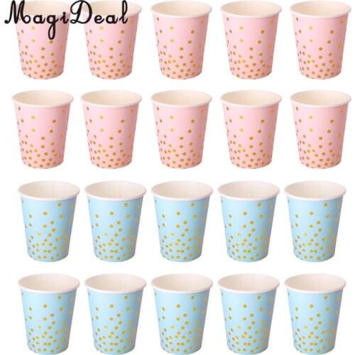 10 Pieces Glitter Gold Polka Dot Paper Cups Baby Shower Wedding Birthday Party Dinner Tableware