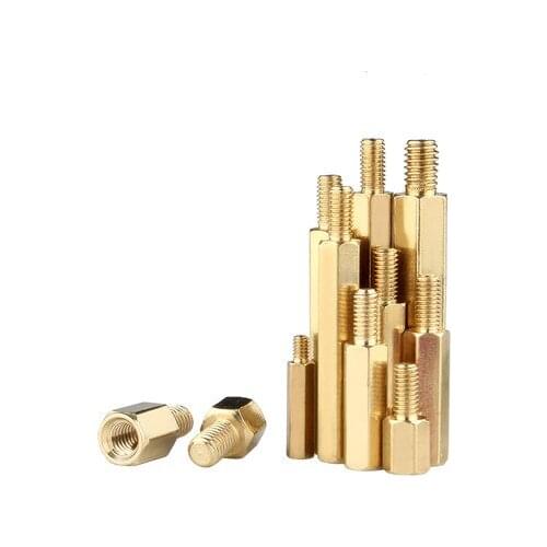 10pcs M3 hexagon copper column screws machine box single-pass screw isolation post nut pillar bolt 10mm thread length