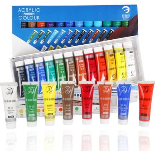 12/24 Colors 15ML Acrylic Paint Set Color Paint For Fabric Clothing Nail Glass Drawing Painting For Kids Waterproof Art Supplies