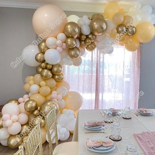 172pcs Double Maca Pink Latex Balloon Arch Kit Cream Peach Balloon Wedding Birthday Party Baby Shower Event Garland Decoration