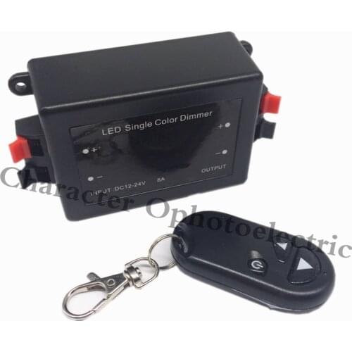 3 Key RF Remote Control Wireless LED Single Color Dimmer Switch Controller 12V 24V DC 8A