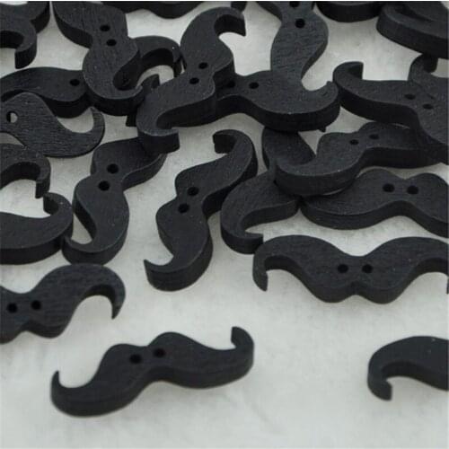 30 pcs Black Color Cute Mustache Wood Buttons Sewing Mix Lots WB75