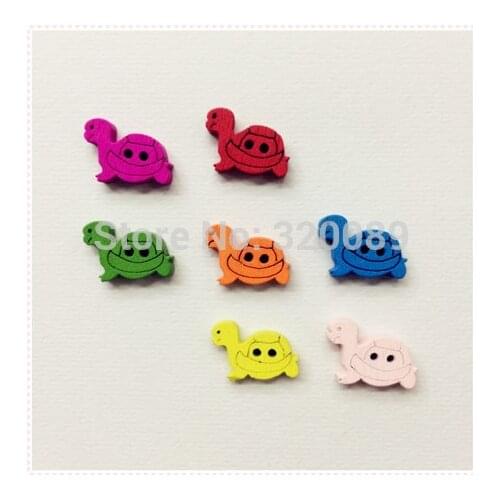 400pcs mixed wood buttons DIY crafts 16x12mm Tortoise turtle cartoon wood button for scrapbooking cardmaking