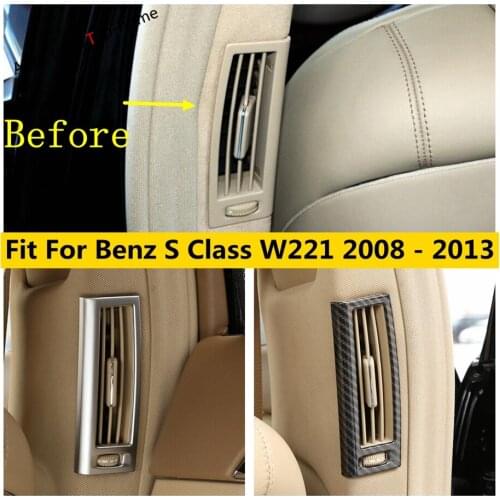 Car B Pillar Air AC Outlet Vent Frame Cover Trim Carbon Fiber Look /Matte Accessories For Mercedes Benz S Class W221 2008 - 2013