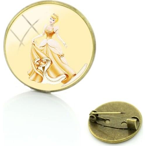 Disney Arlo Princess Ariel Belle Princess Shaped Brooch Pin Badge Brooch Glass Cabochon Dome Tasteful Brooch Pin Jewelry