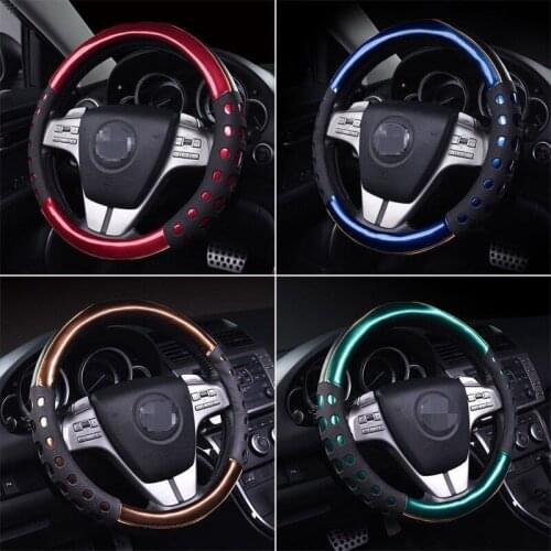 Car 38cm Universal Steering Wheel Cover Leather Steering Wheel Design Fashion Sports Style Car Steering Wheel Cover