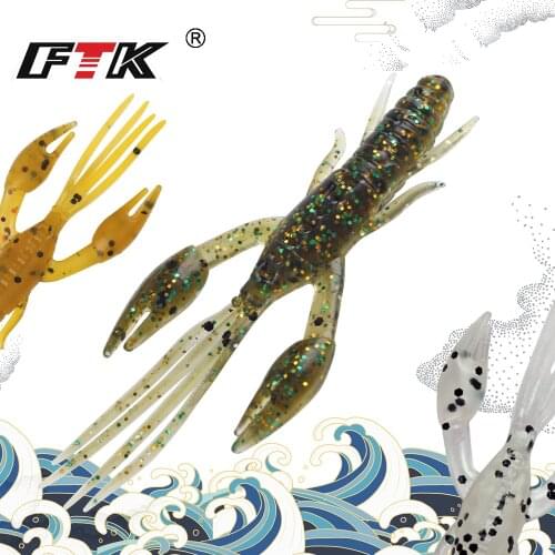 FTK 6cm Jigging Fishing Lure Fake Shrimp Soft Body Craws Shrimp Soft Lure Fishing Bait Wobblers Bass Lures Soft Silicone