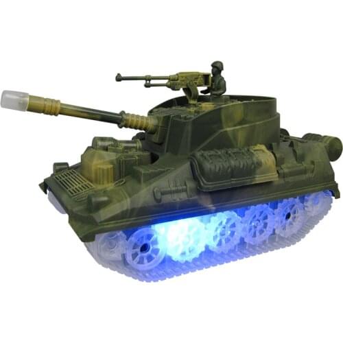 Electric Tank Toy 360 ° Rotation Military Camouflage Tank Model Electronic Toys With LED Light & Sound For Children Boys Gift
