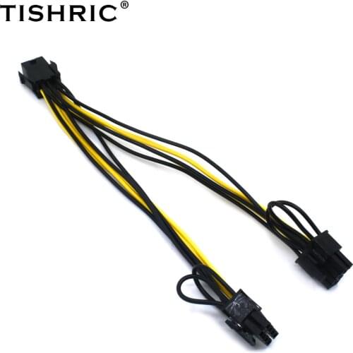 TISHRIC Female 6pin to Male Dual 8pin Miner Power Cord Video Card Adapter Power Supply Splitter Cable PCIE Riser Power Cable