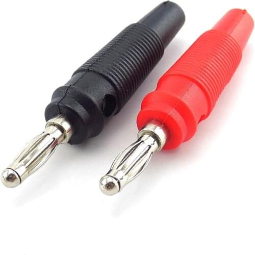 Red and Black 4mm Solderless Side Stackable Banana Plug Connectors For Musical Speaker Video Audio DIY Connector