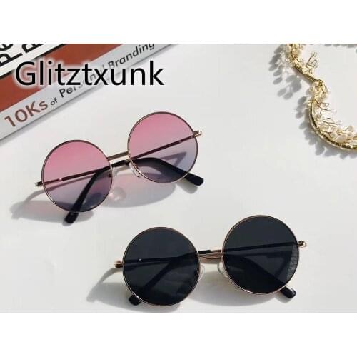 Glitztxunk Fashion Retro Round Kids Sunglasses Sun Glasses Boys Girls Lens Alloy Kids Sunglasses Children Eyewear Goggles UV400