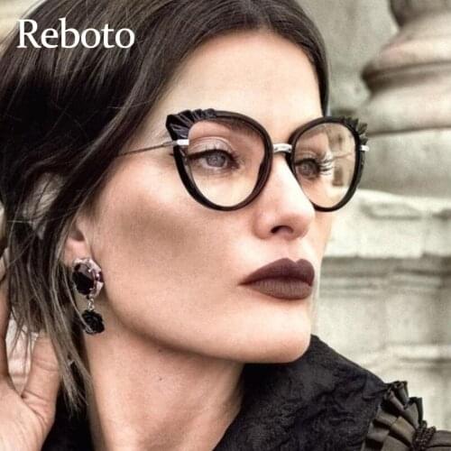 Fashion Cat Eye Computer Transparent Womens Glasses Black High Quality Clear Lens Blue Light Glasses Spectacle Frame Eyeglasses