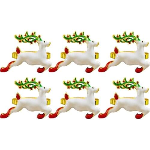 Christmas Napkin Rings Set of 6, Delicate Napkin Holder Rings Table Decorations for Wedding Banquet Birthday Party Decor