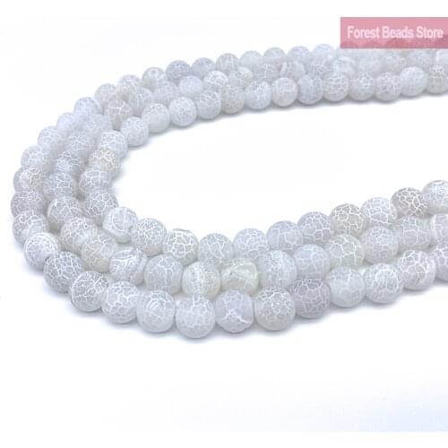 Natural Frost Crab White Agates Round Loose Beads 15" Strand 6 8 10MM Diy Bracelet Charm Beads For Jewelry Making Wholesale