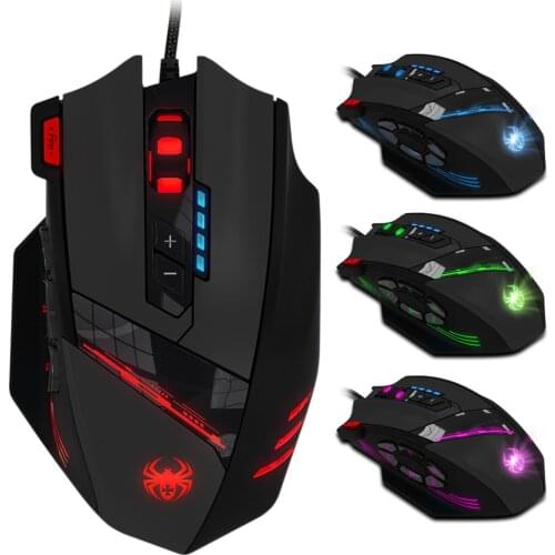 ZELOTES Optical Gaming Mouse Programmable Buttons Game Mice USB Wired/Wireless 4 Gears 4000DPI Colorful Backlight Mice PC Gamer