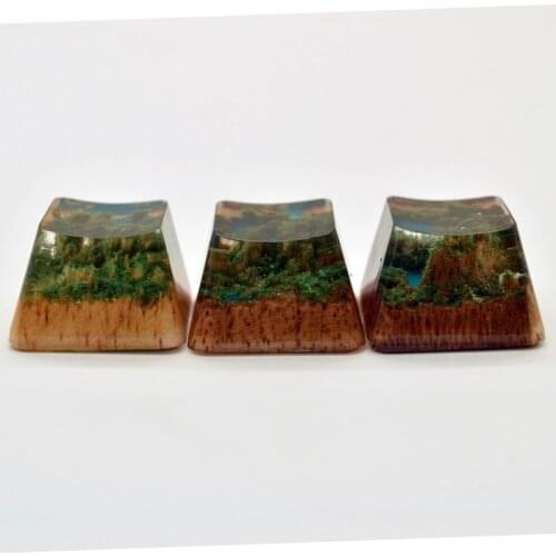OEM height R4 resin Keycap Green Water Castle Peak creative handmade personalized custom keycap transparent keycap keycap