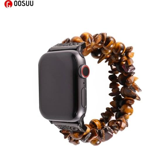 Watchband Stone Bead Metal Buckle Belt Stylish Watch Strap for Apple Watch SE Series 6 5 4 3 2Band 44mm 40mm 42mm 38mm Wristband