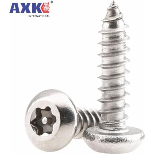 10pcs M2.9 M3.5 M3.9 M4.2 M4.8 304 A2-70 Stainless Steel Six Lobe Torx Pan Round Head with Pin Security Self-tapping Wood Screw